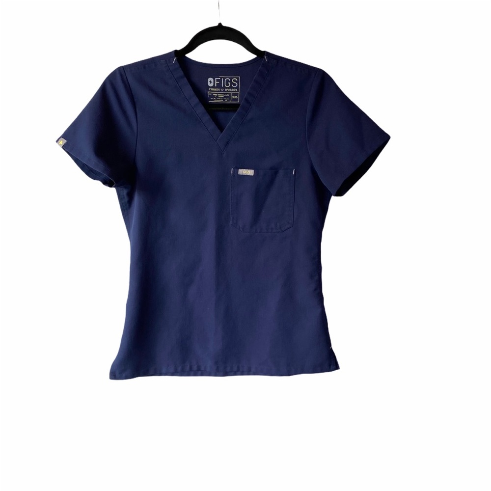 Figs Navy Front Pocket Scrubs Top XXS